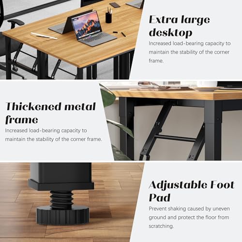 Need Office Computer Desk -35.8 L Sturdy and Heavy Duty Folding Laptop Table,Writing Table/Home Office Desk/Sewing Table, No Assembly Required, Teak & Black Frame - color: Teak & Black Frame, size: 35.8inch