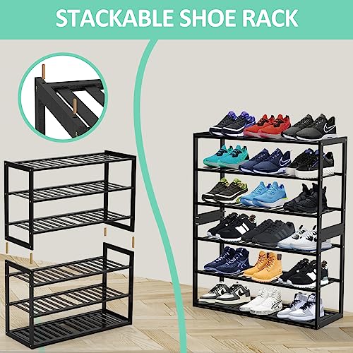 Jripae 3 Tier Bamboo Shoe Rack for Entryway Closet Bedroom Garage-27.5inch | 3 Tier Stackable Shoe Shelf Holder for Men/Women Hallway/Garage, Bookshelf, Flower Rack, Home Space Saving - size: 3-tier-short/27.5*10.5*17in