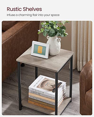 VASAGLE Side Tables Set of 2, Small End Table, Nightstand for Living Room, Bedroom, Office, Bathroom, Greige and Black ULET272B02 - color: Greige + Black