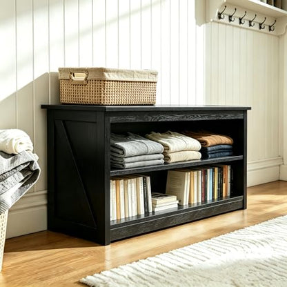 Shoe Bench, Entryway Seating Bench for Shoe Storage - color: Black