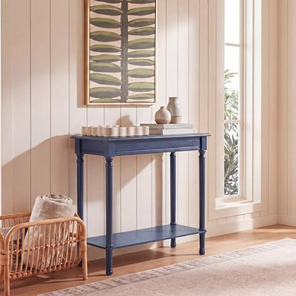 SAFAVIEH Furniture - Tinsley Rectangle Console Table - Blue - Solid Wood - Farmhouse Turned-Leg Design - Ideal for Entryway, Living Room, Hallway, 28" W x 11.75" D x 28" H (CNS5724F) - color: Blue