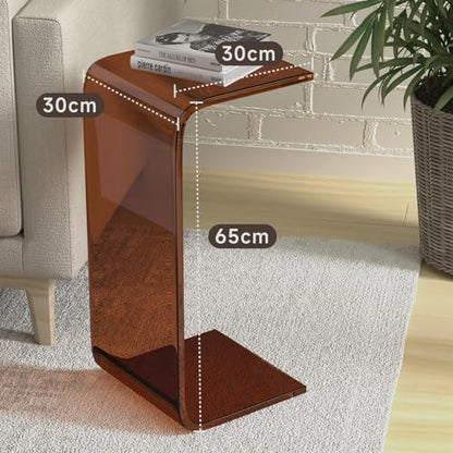 Acrylic End Table,C Shaped End Table, Acrylic Sofa Side Table, Bedside Table for Bedroom Small Simple Modern Coffee Table Suitable for Living Room - color: Brown
