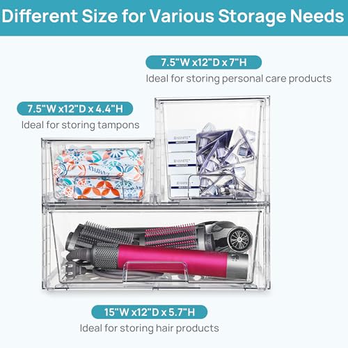 Vtopmart 7pack Easily Clear Storage Dawers - style: 1 Wide+2 Medium+4 Small