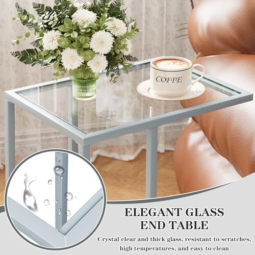 End Table,C Shaped Side Table for Sofa,Glass Couch Tray Snack Dinner Table for Living Room, Bedroom,TV Tray Table for Small Space,Living Room, Bedroom,Easy Assembly (Gray) - color: Grey