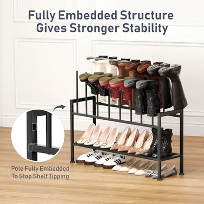 DIMJ Boot Rack 3-Tier - Black Metal Boot Storage Rack for Tall Boots Organizer Tall Boots, Multiuse Shoe Rack for Boots, Sneakers, High-Heel, Entryway, Fit for 8 Pairs, Black - size: 3-Tier - 8 Pairs