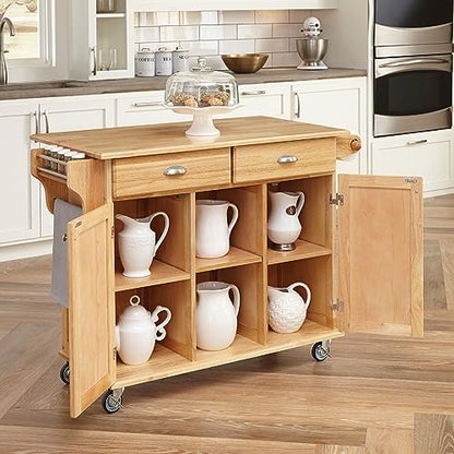 Homestyles General Line Natural Wood Mobile Kitchen Cart - style: Classic