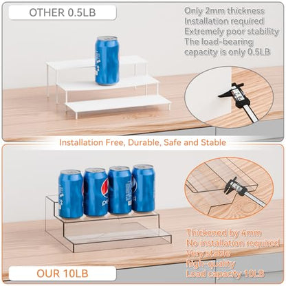 Yieach 2 Pack 3 Tier Clear Acrylic Spice Rack Organizer for Cabinet and Pantry Shelf - 10.3″L Small Tiered Spice Rack and Step Shelves for Vitamin,Medicine Bottle,Jar,Can,Seasoning,Condiment Organizer
