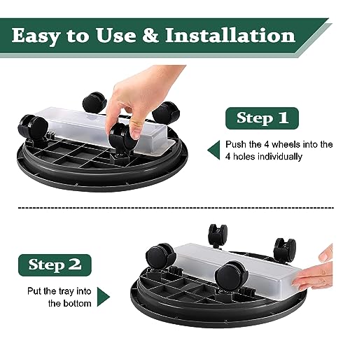 Looca Plant Caddy with Wheels and Drainage Tray, 13”Rolling Plant Stand Flower Pot Mover, Planter Caddies Round Plant Dolly for Heavy Duty Planter, 3 Pack, Bearing 120 lbs (Black) - color: black
