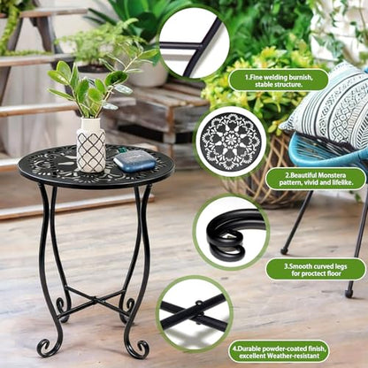 Arbuxzuy 17" Tall Round Metal Outdoor Side Tables,Flower Pot Stand | 17" tall decorative flower pot stands,Rustproof potted holder,120 lbs load capacity, indoor/outdoor use - size: 1pcs