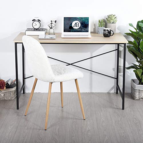 FurnitureR Computer Desk 42.7-Inch Home Office Desk Student Writing Desk with Metal Legs Wood Top Modern Simple Workstation for Small Rooms, 42.7 x 23.6 x 29.7 in, Oak and Black - color: Oak and Black