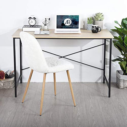 FurnitureR Computer Desk 42.7-Inch Home Office Desk Student Writing Desk with Metal Legs Wood Top Modern Simple Workstation for Small Rooms, 42.7 x 23.6 x 29.7 in, Oak and Black - color: Oak and Black
