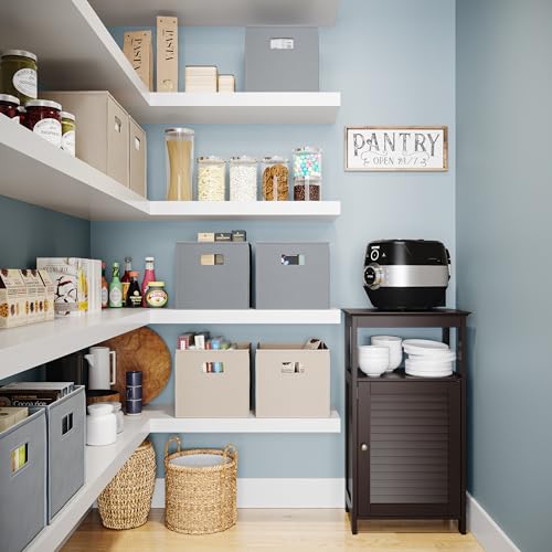 RiverRidge Folding Storage Bins - 2-pack of 10in Tall Gray Cubes | Fabric Bins, Set of 2 Storage Cubes, Cut-out Handles, Playroom Closet Organizer, Collapsible Cubby with Bottom Board Insert - color: 2 Gray 10in H Bins
