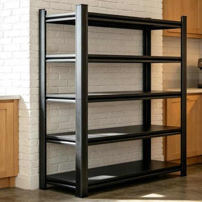 20" D Metal Garage Shelving Heavy Duty, 45" W Steel Storage Shelving, 5 Tier Adjustable Standing Shelf Units for Basement, Industrial, Shop, Pantry, Warehouse, Kitchen, Black - size: 5 Tier 45.3" W x 19.7" D x 63" H