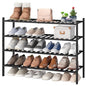 viewcare Black 4-Tier Long Shoe Rack, Bamboo Wood, 33-Inch - color: Black, size: 4-Tier Long