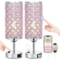 Hong-in Pink Crystal Lamp Set of 2, 3 Way Dimmable Touch Lamp for Bedroom with Crystal Shade, Bedside Nightstand Lamps for Living Room Bedroom Home Office - color: B-Pink