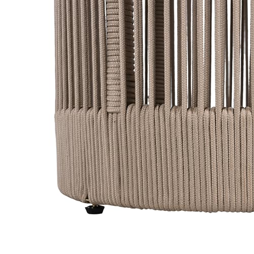 Christopher Knight Home Peyz Acacia Wood Outdoor Side Table Set of 2 with Woven Rope Design, Patio Round Coffee Table Set with Small Side Desk, Functionality Stylish 2 Tables for Garden, Teak + Beige