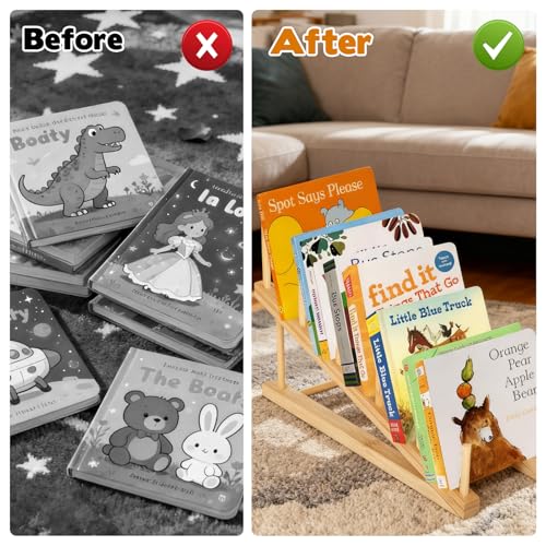 3 Pcs Bookshelf Holder, Wood Book Stand for Display 5-Tier Tabletop Small Kids Bookshelf Portable Book Rack Organizer Plate Holder for Vendor Events Art Platter Craft Show Retail Magazine Record