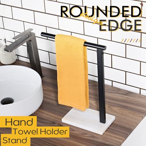 KOKOSIRI Hand Towel Rack Stand Towel Holder with Steady Marble Base for Bathroom Vanity Countertop, Matte Black Stainless Steel 15.7'' Height THS0006-BK - color: Matte Black, size: 1-Bar