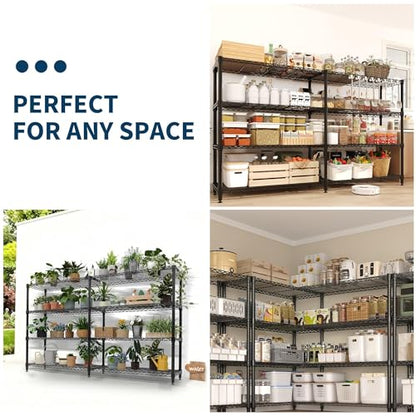 Garvee 70.8" W Storage Shelves Metal Shelving Unit, 4-Tier Heavy Duty Wire Shelving Extra Wide L-Shaped Storage Rack for Apartment Pantry Kitchen Corner Bedroom - size: 4-Tier,70.8"W x 59.5"H x 15.8"D