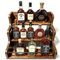 3-Tier Rustic Liquor & Wine Rack, Countertop Shelf with Guardrail & Handles for Home Bar