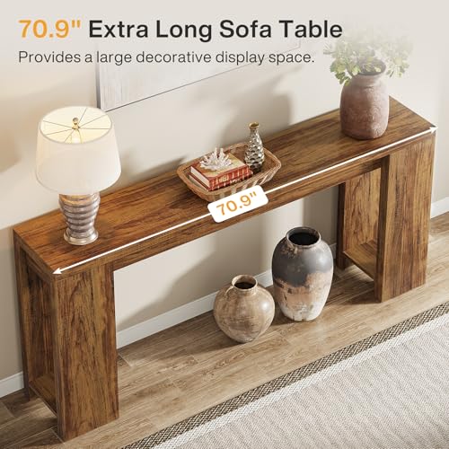 Tribesigns 70.9-Inch Extra Long Console Table, Farmhouse Wood Sofa Table Behind Couch, Narrow Entryway Accent Table for Living Room, Hallway, Entrance, Foyer, Dark Brown - color: Dark Brown