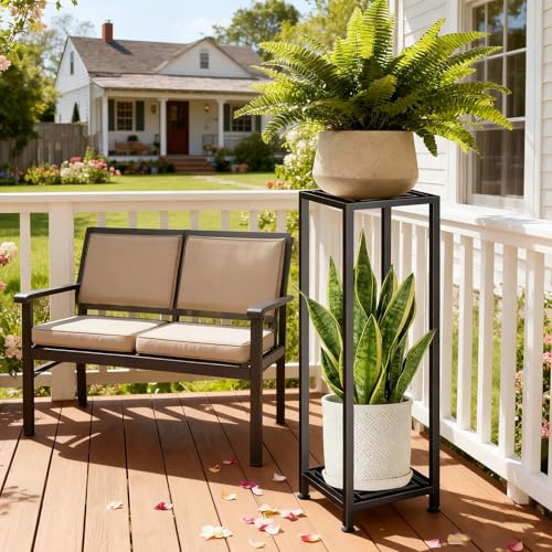 Plant Stand Indoor Outdoor, 41'' Tall Wrought Iron Plant Stands, Heavy Duty | 2 Tier Metal Pedestal Stand Decorative Flower Stand for Patio Garden Deck Living Room - size: 41''