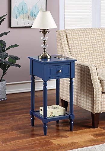 Convenience Concepts French Country Khloe 1 Drawer Accent End Table 14" - Traditional Farmhouse Side Table with Storage Drawer and Shelf for Living Room, Cobalt Blue - color: Cobalt Blue