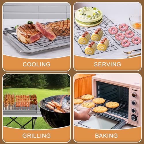 Cooling Rack for Baking 3 Tiers, 16" x 10" Cookie Cooling Wire Rack Stackable Collapsible Nonstick, Stainless Steel Baking Cooking Cooling Racks with Optimum Air Flow, Black - color: Black, size: 16"x10"-3Tier