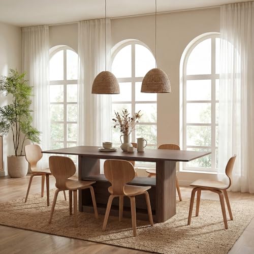 FUQARHY 63" Dining Table with Storage, Farmhouse Rectangular Kitchen Table - color: Walnut