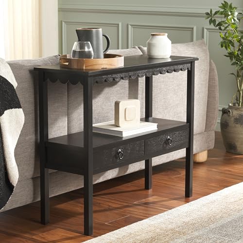 SAFAVIEH Home Collection Haven Matte Black 2 Lower Drawer Console Table for Entryway, Living Room, Foyer - color: Black