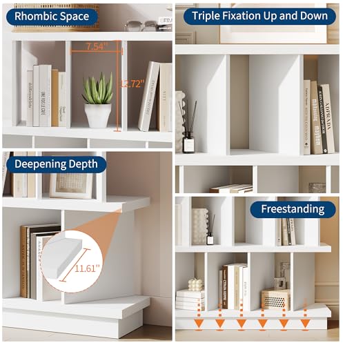 GAOMON 8 Cube Low Bookshelf Bookcase - Wooden TV Stand Cabinets with Removable Back Panels, Modern Home Display Storage Rack for Living Room, Bedroom, Entrance - White - color: White