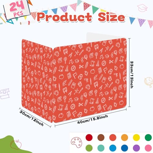 gisgfim 24 Pack Privacy Shields for Student in 12 Vibrant Colors Desk Dividers Durable Privacy Folders Testing Divider Shield Study Boards Panel Partition for Classroom Teacher Back to School Supplies - style: Vibrant