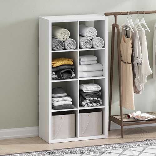 Furinno Cubic Extra Thick 8-Cube Closet Organizers and Storage, White | 14.6 x 30 x 58 in, Open Shelf Closet Storage, Closet Organizer, for Wardrobe, Bedroom, Living Room - color: White, size: 8-Cube