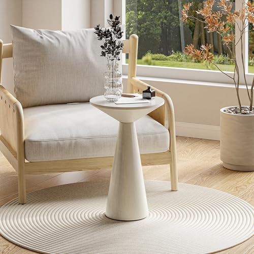 COZAYH Farmhouse Pedestal Small End Table Round Martini Table Wood Plant Stand Rustic Drink Table for Small Space Living Room, Bedroom, White - color: White