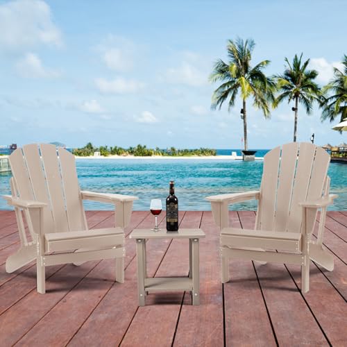 Apolimi Adirondack Outdoor Side Table, 2-Tier Sturdy Patio End Table Weather Resistant, 16.5" Solid Side Table for Patio, Pool, Porch(Grayish Brown) - color: Grayish Brown