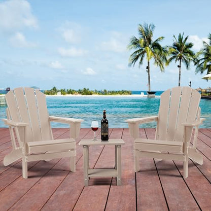 Apolimi Adirondack Outdoor Side Table, 2-Tier Sturdy Patio End Table Weather Resistant, 16.5" Solid Side Table for Patio, Pool, Porch(Grayish Brown) - color: Grayish Brown