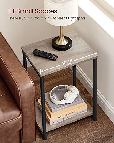 VASAGLE Side Tables Set of 2, Small End Table, Nightstand for Living Room, Bedroom, Office, Bathroom, Greige and Black ULET272B02 - color: Greige + Black