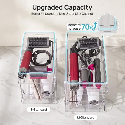 Vtopmart 2 Pack Larger Plastic Bathroom Under Sink Pull-Out Organizer (M-Standard) - color: Transparent, size: M-Standard (2 Pack)