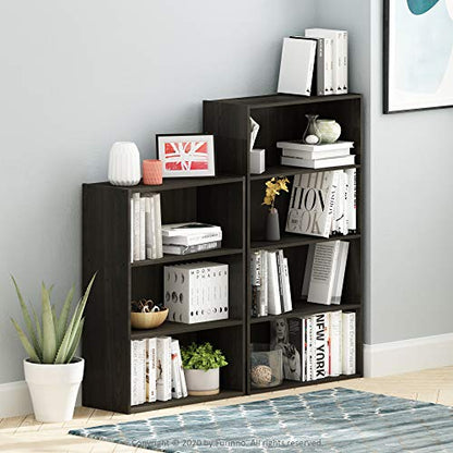 Furinno PASIR Book Shelf, 4-Tier Bookshelf, Bookcase with Open Shelf, 9.4 x 23.6 x 41.7, for Living Room, Bedroom, Home Office, Espresso - color: Espresso, size: 4-Tier