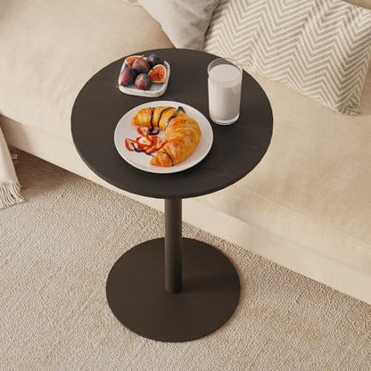 Round Side Table, C Shapde End Table for Sofa, Tv Trays Table, Small Snack Table with Metal Leg for Living Room, Bedroom, Bedside, Office (Black) - color: Black