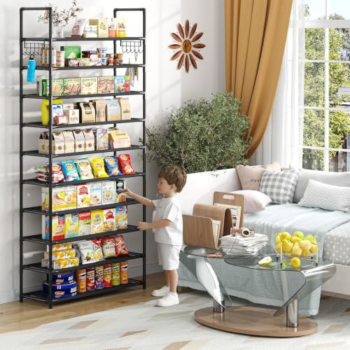 Simple Trending Tall Shoe Rack Storage Holds 40 Pairs, 10 Tier Shoe Organizer Shelf Large Capacity for Entryway Closet, Black - size: 10 Tiers Wide, Black