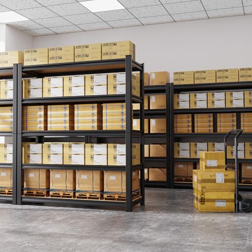 71.2" H Garage Shelving 5T Storage Shelves, Metal Adjustable Shelving Unit, Utility Garage Organizer Shelf for Basement, Pantry, Kitchen, Warehouse, 46" Wx18 Dx71.2 H, Black - size: 5-Wood-17.7"Dx45.6"Wx71.2"H
