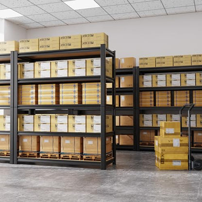 71.2" H Garage Shelving 5T Storage Shelves, Metal Adjustable Shelving Unit, Utility Garage Organizer Shelf for Basement, Pantry, Kitchen, Warehouse, 46" Wx18 Dx71.2 H, Black - size: 5-Wood-17.7"Dx45.6"Wx71.2"H