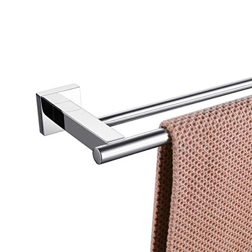 Miyili Bathroom Double Towel Bar 24-Inch Stainless Steel Bath Hand Towel Rack Wall Mount Polished Finish, A02C60B - color: Polished Steel, size: 24-Inch