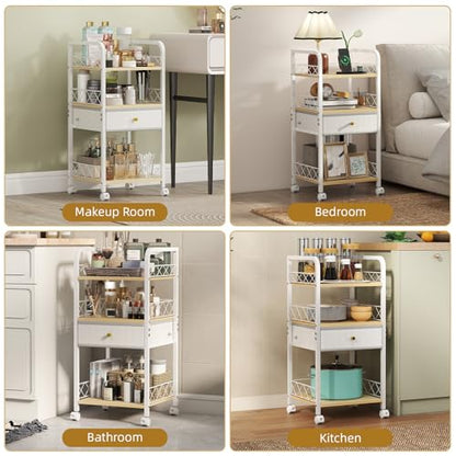 Makeup Organizer Rolling Cart with Drawer, Makeup Organizer on Wheels, Rolling Makeup Bathroom Storage Cart, Cosmetics Display for Nail Polish Makeup Brush - style: Short - Single Drawer
