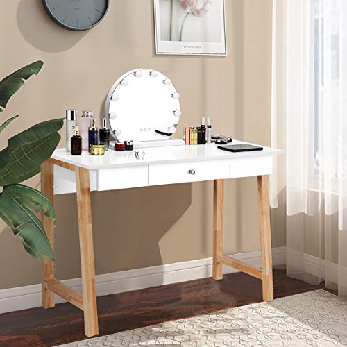 Tangkula Computer Desk with Storage Drawers, Makeup Vanity Table, Writing Study Desk for Home Office, Dressing Table