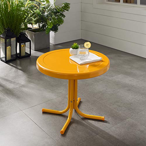 Crosley Furniture Griffith Weather Resistant Retro Metal Outdoor Side Table for Patio, Deck, Porch, Tangerine - color: Tangerine