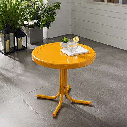 Crosley Furniture Griffith Weather Resistant Retro Metal Outdoor Side Table for Patio, Deck, Porch, Tangerine - color: Tangerine