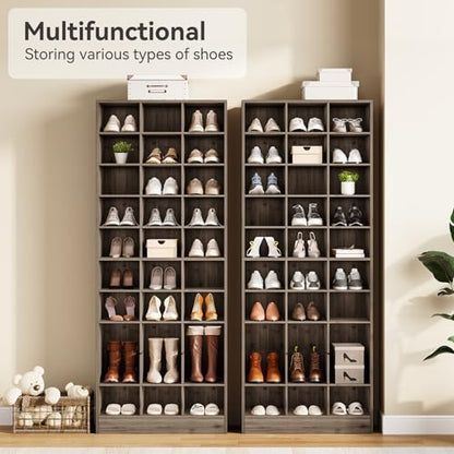 LITTLE TREE 70.9" Tall Shoe Rack, 10-Tier Freestanding Shelf, Max. Store 30 Pairs, Shoe Cabinet Organizer for Living Room, Entryway, Cloakroom, Grey - color: Grey