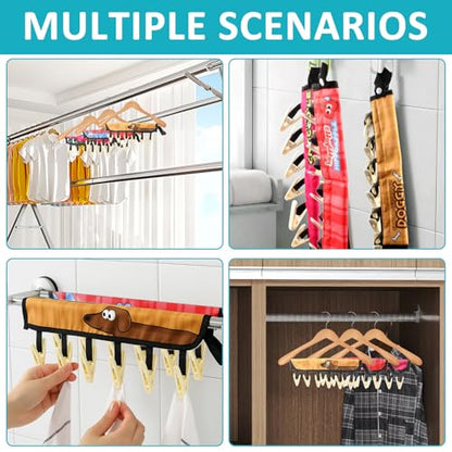 TamBee Travel Hanger Clips, Cruise Ship Essentials Portable Folding Clothes Hanger Clips Towel Drying Rack Sock Dock Swimsuit Drying Rack Hanger with 6 Clips Pack of 3 (Animals) - color: Animals